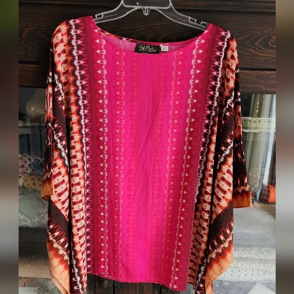 Bob Mackie Pink and Orange Artistic Top - Picture 1 of 4